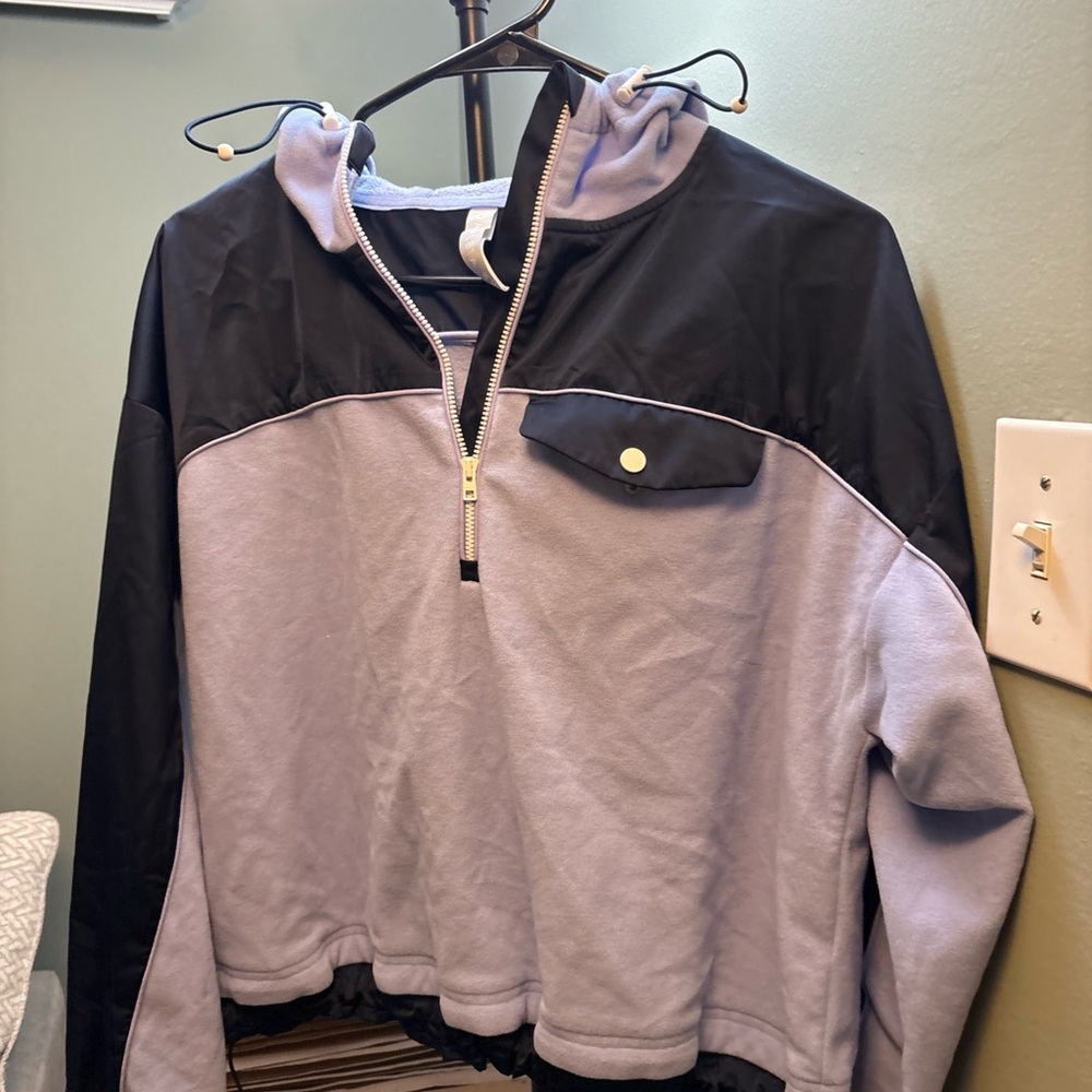 Athleta Black and Lavender Zip-Up Hoodie
